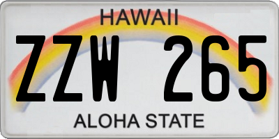 HI license plate ZZW265