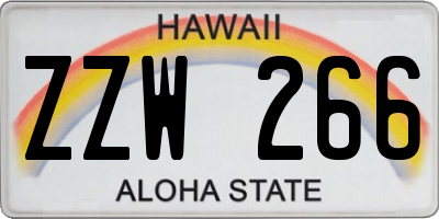 HI license plate ZZW266