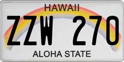 HI license plate ZZW270