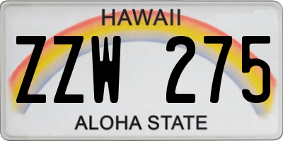 HI license plate ZZW275