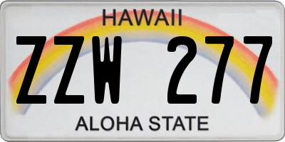 HI license plate ZZW277