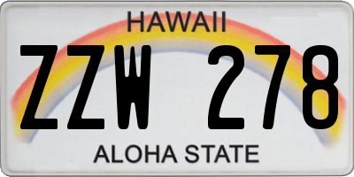 HI license plate ZZW278