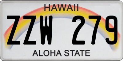 HI license plate ZZW279