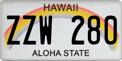 HI license plate ZZW280