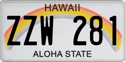 HI license plate ZZW281