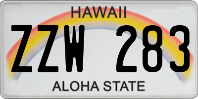 HI license plate ZZW283