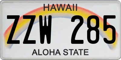 HI license plate ZZW285