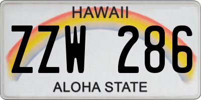 HI license plate ZZW286