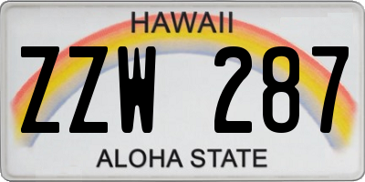 HI license plate ZZW287