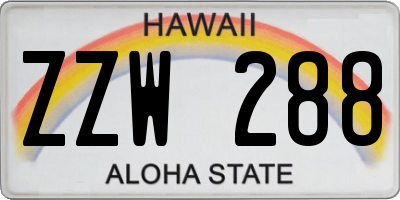 HI license plate ZZW288