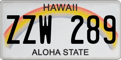 HI license plate ZZW289