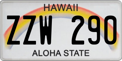 HI license plate ZZW290