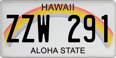 HI license plate ZZW291