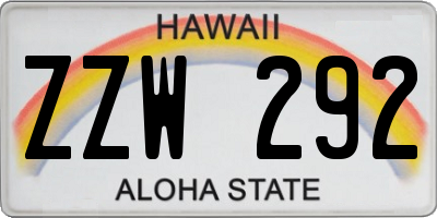 HI license plate ZZW292