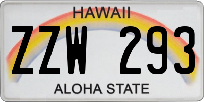 HI license plate ZZW293