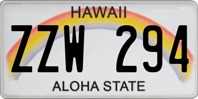 HI license plate ZZW294