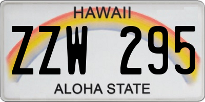 HI license plate ZZW295