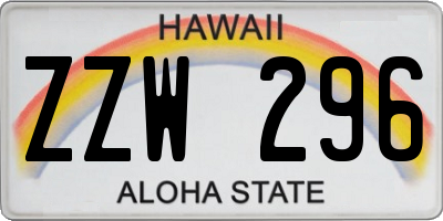 HI license plate ZZW296