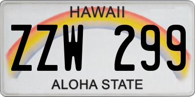 HI license plate ZZW299