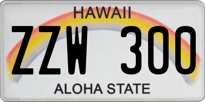 HI license plate ZZW300