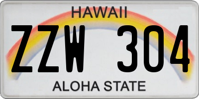 HI license plate ZZW304