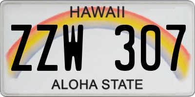 HI license plate ZZW307