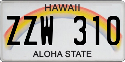 HI license plate ZZW310