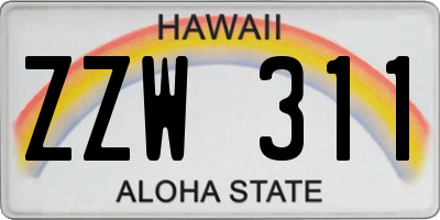 HI license plate ZZW311