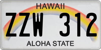 HI license plate ZZW312