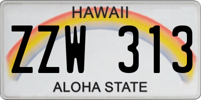 HI license plate ZZW313