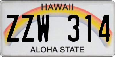 HI license plate ZZW314