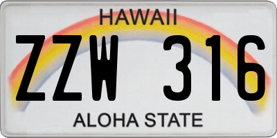 HI license plate ZZW316