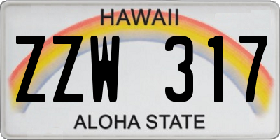 HI license plate ZZW317