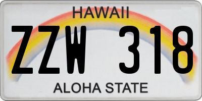 HI license plate ZZW318