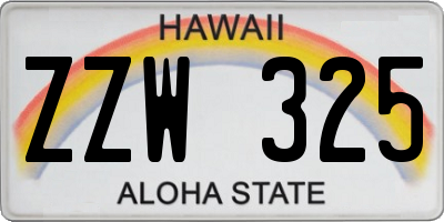 HI license plate ZZW325