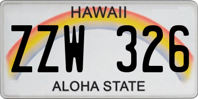 HI license plate ZZW326