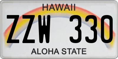 HI license plate ZZW330