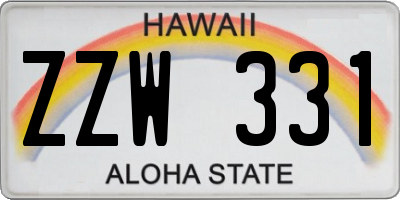 HI license plate ZZW331