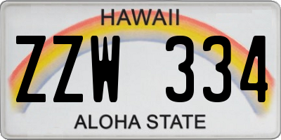 HI license plate ZZW334