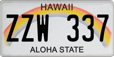 HI license plate ZZW337