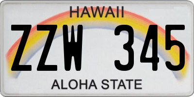 HI license plate ZZW345