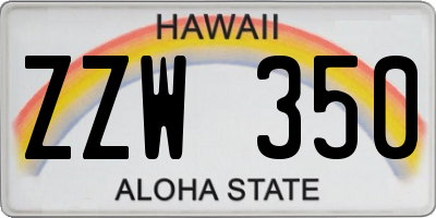 HI license plate ZZW350