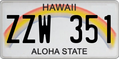 HI license plate ZZW351
