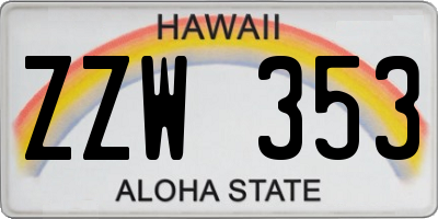 HI license plate ZZW353