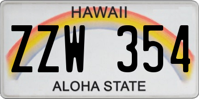 HI license plate ZZW354