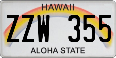 HI license plate ZZW355