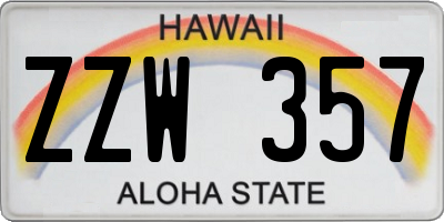 HI license plate ZZW357