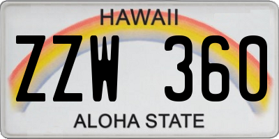 HI license plate ZZW360