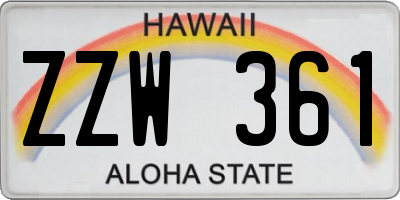 HI license plate ZZW361