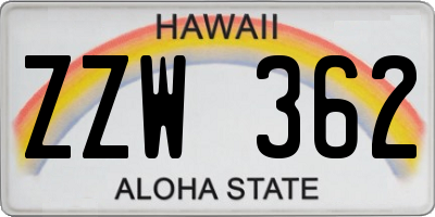 HI license plate ZZW362